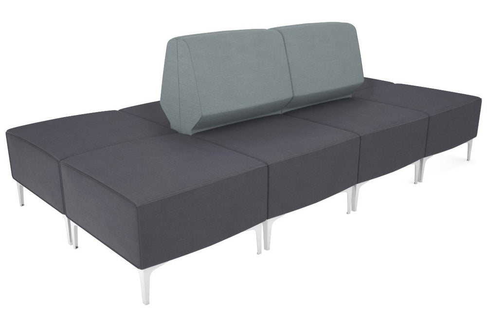 Mondo 4 Sectional Lounge Back to Back with 4 Square Ottomans-chrome light blue 