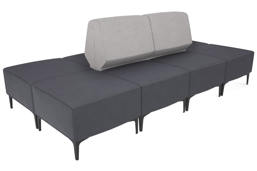 Mondo 4 Sectional Lounge Back to Back with 4 Square Ottomans-black light grey 