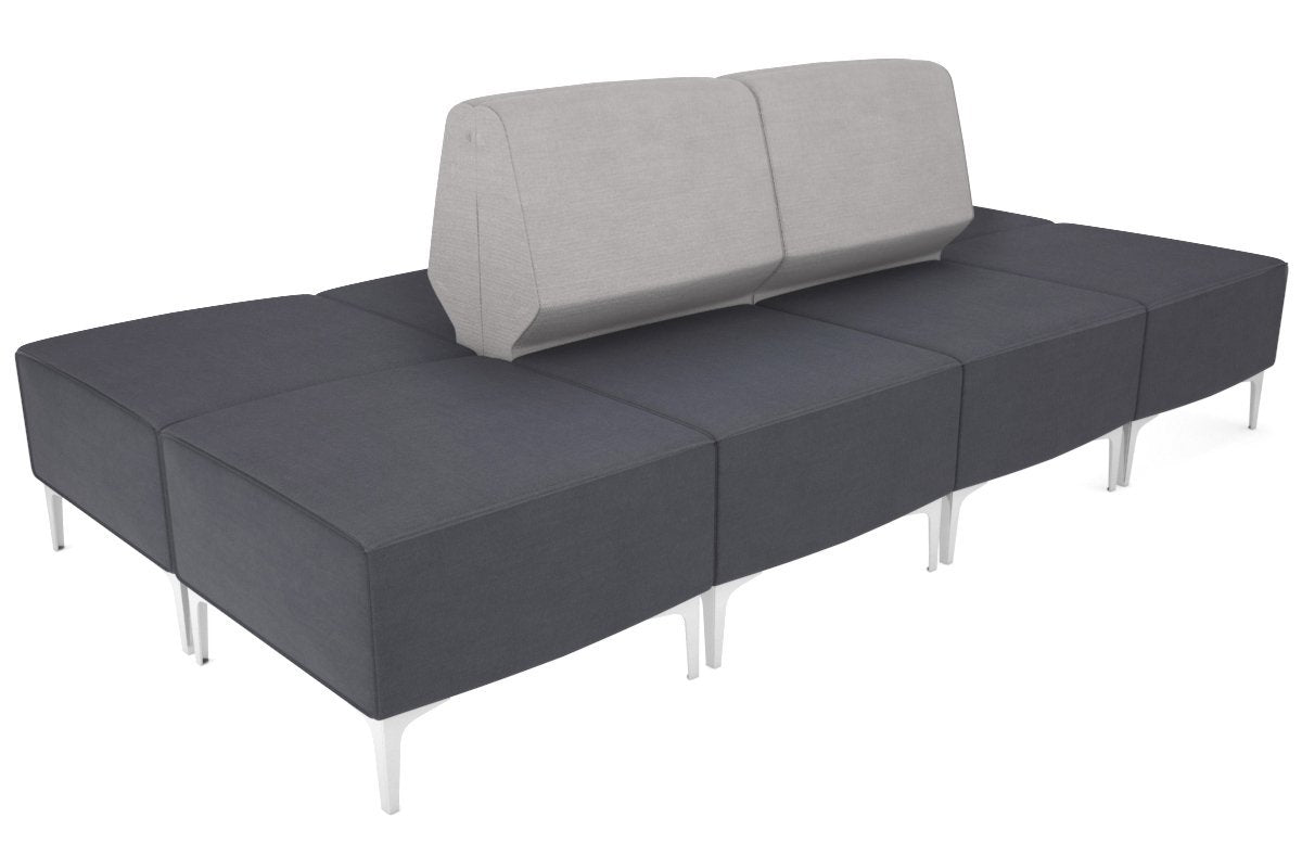 Mondo 4 Sectional Lounge Back to Back with 4 Square Ottomans Jasonl chrome light grey 