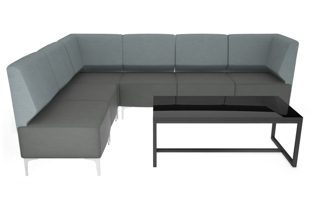 Mondo L Shape Visitors and Reception Lounge-chrome light blue 