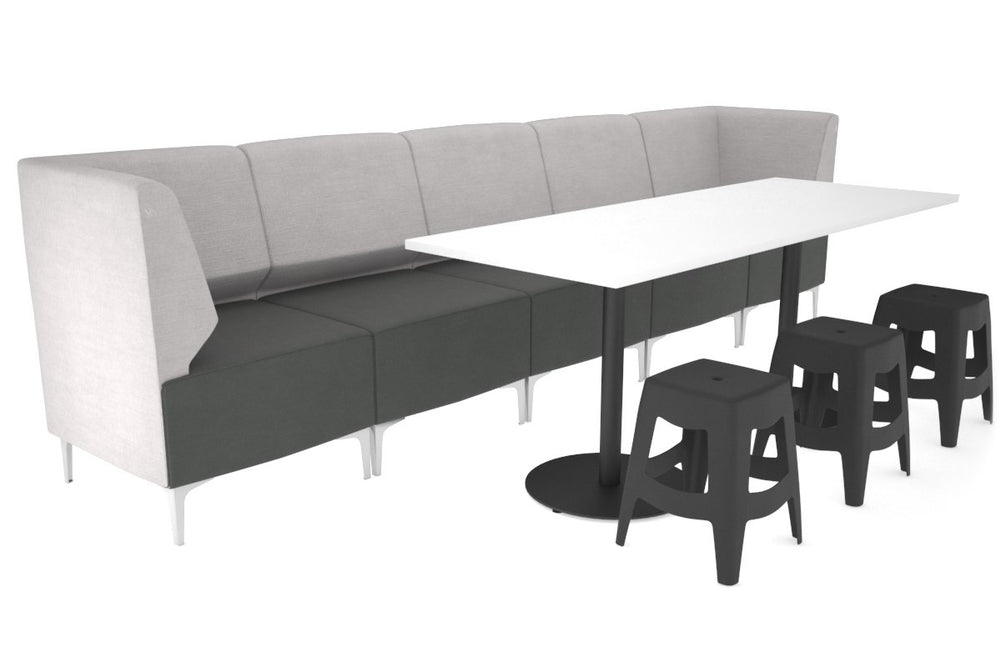 Mondo Straight 5P Lounge with Corner Arms-chrome light grey 