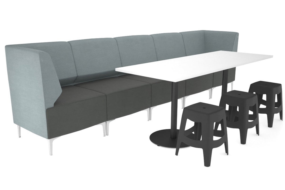 Mondo Straight 5P Lounge with Corner Arms-chrome light blue 