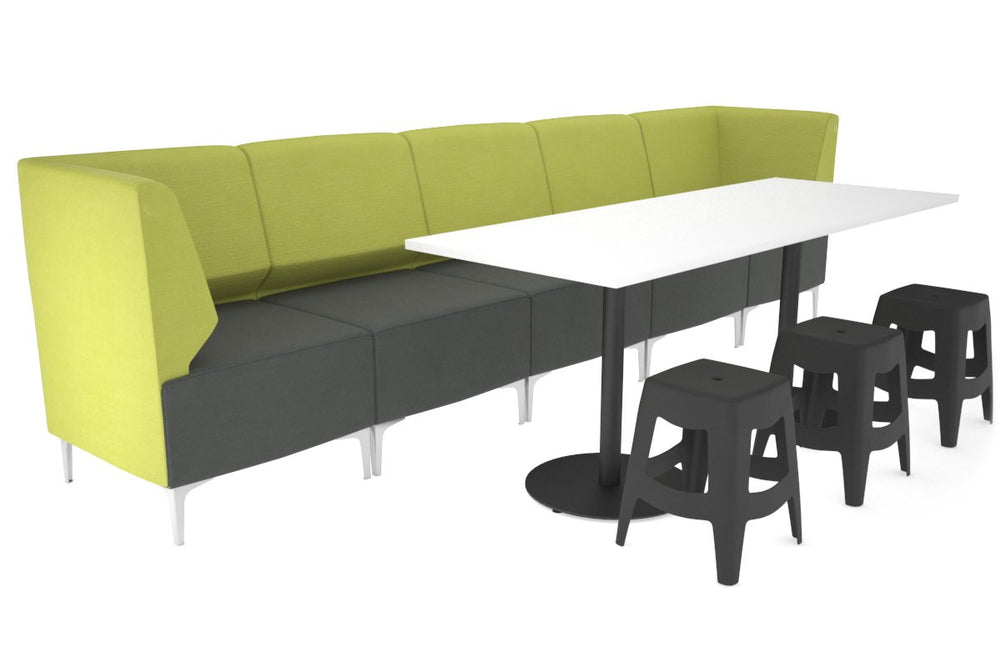 Mondo Straight 5P Lounge with Corner Arms-chrome light green 