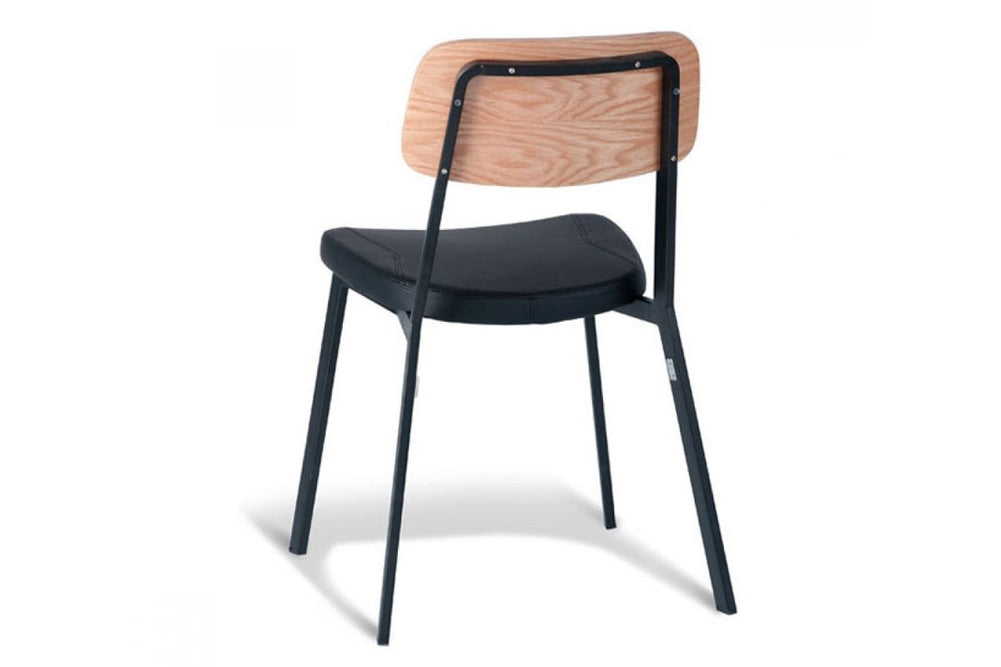 MS Hospitality Croydon Side Chair with PU Seat-walnut back/black PU seat  