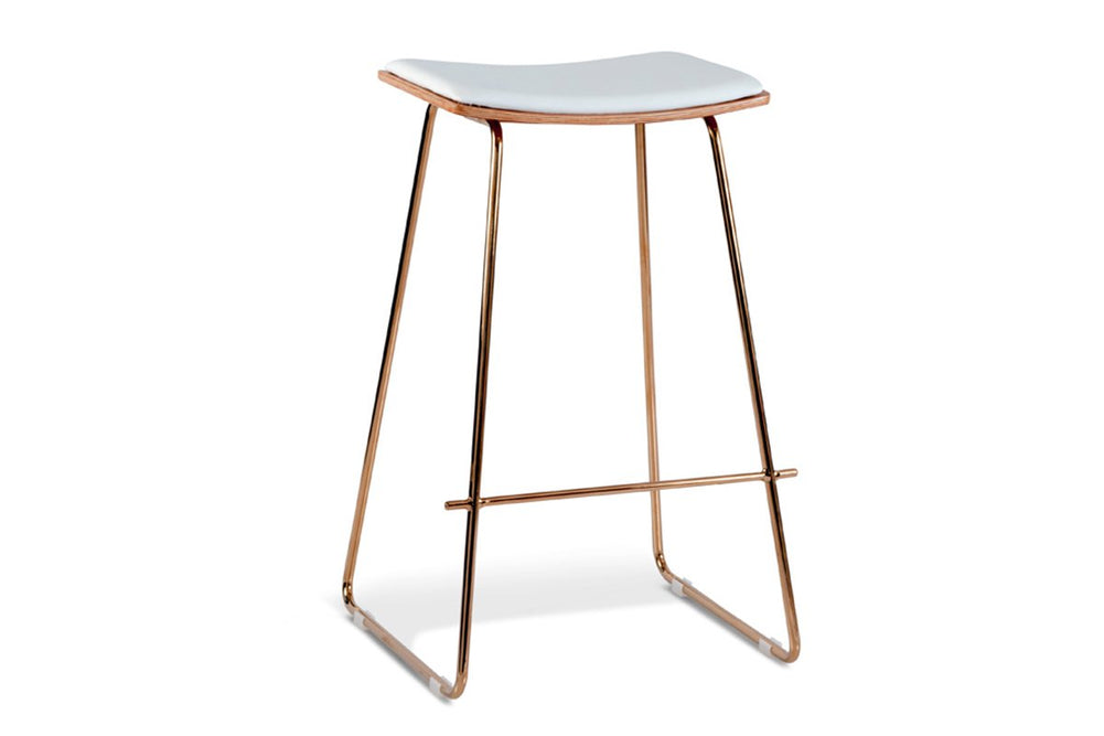 MS Hospitality Pronto Bar Stool Uph Seat Rose Gold - 730mm Seat Height-natural/ white cushion  