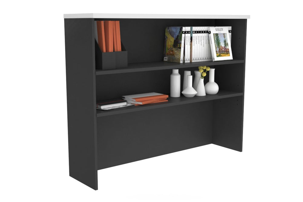 Open Hutch with Shelves [1200W x 1120H x 350D]-Black white 