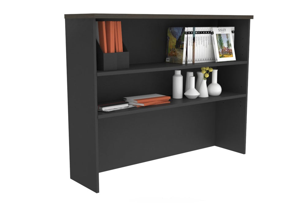 Open Hutch with Shelves [1200W x 1120H x 350D]-Black dark oak 