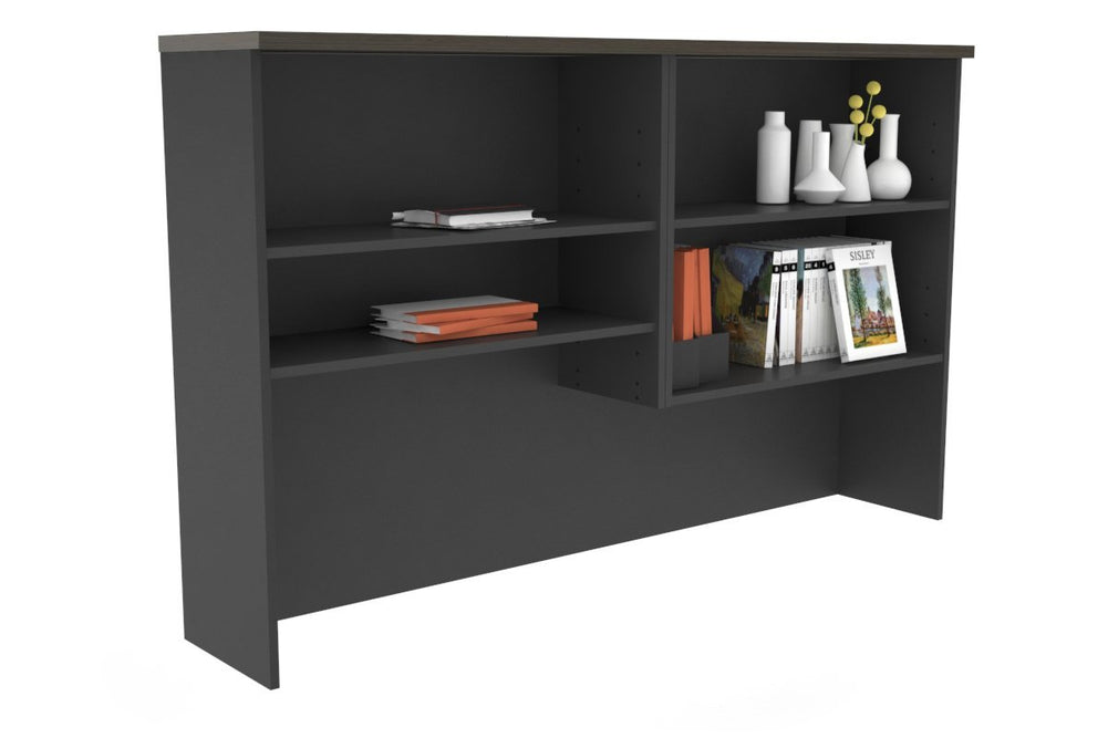 Open Hutch with Shelves [1600W x 1120H x 350D]-Black dark oak 