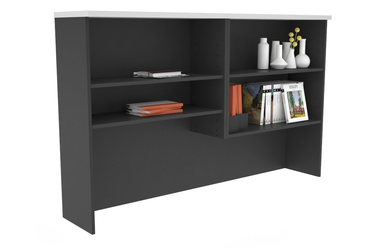 Open Hutch with Shelves [1600W x 1120H x 350D]-Black white 