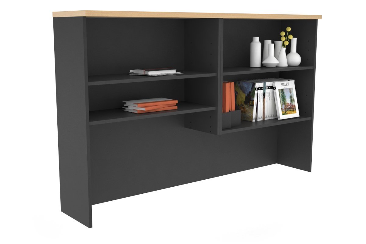 Open Hutch with Shelves [1600W x 1120H x 350D]-Black maple 