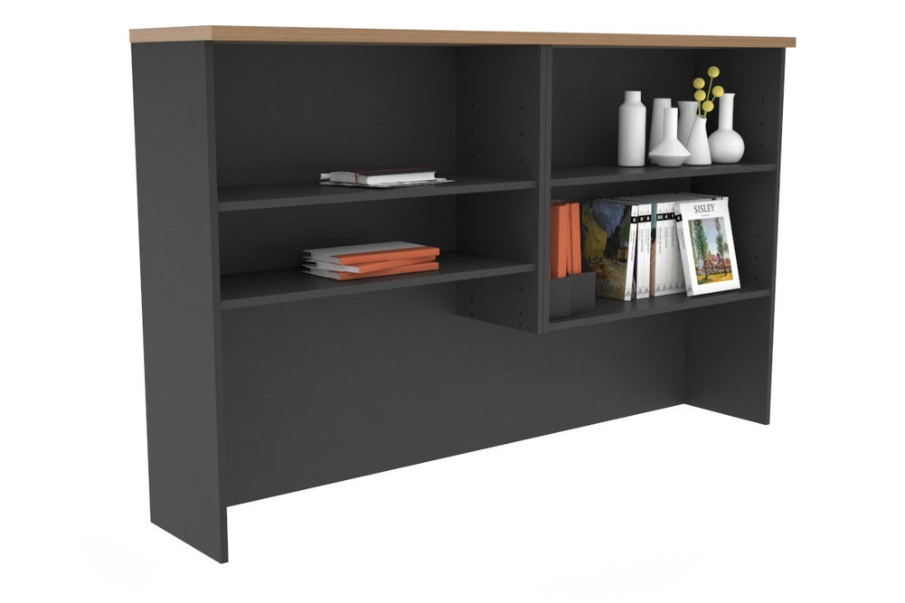 Open Hutch with Shelves [1600W x 1120H x 350D]-Black salvage oak 