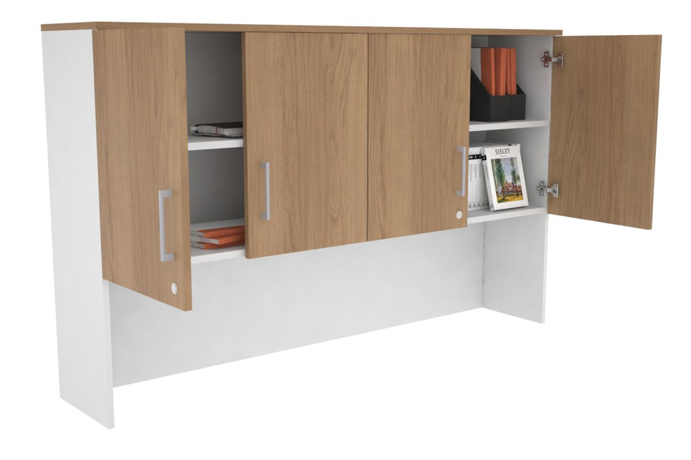 Open Hutch with Shelves with Small Doors [1600W x 1120H x 350D]-Black dark oak black handle