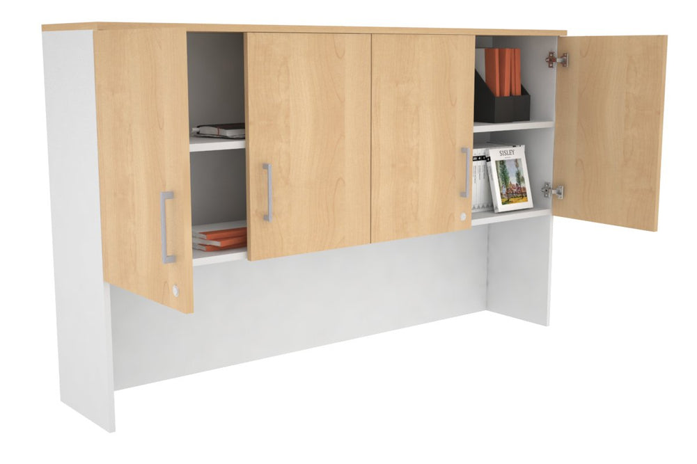 Open Hutch with Shelves with Small Doors [1600W x 1120H x 350D]-Black dark oak black handle