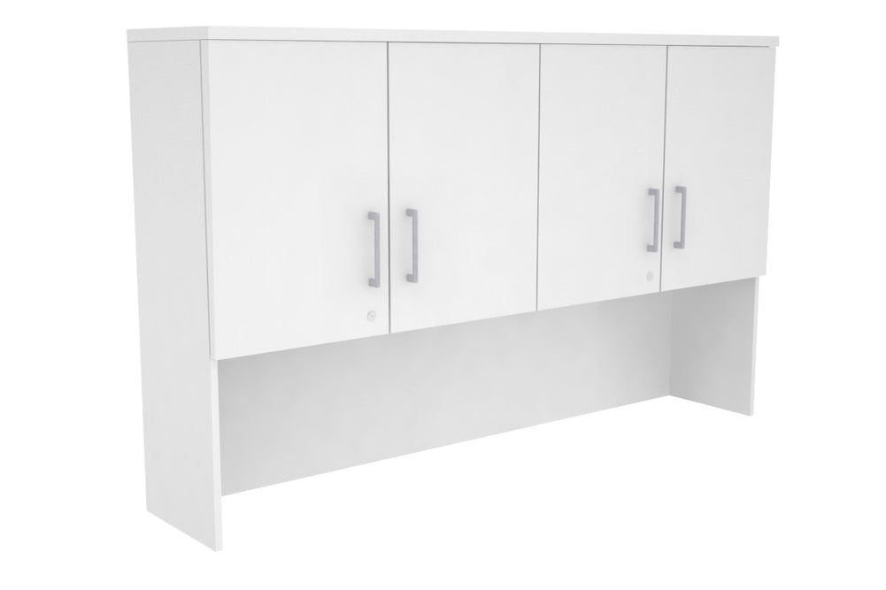 Open Hutch with Shelves with Small Doors [1600W x 1120H x 350D]-White white silver handle