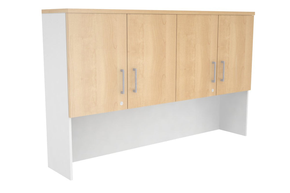 Open Hutch with Shelves with Small Doors [1600W x 1120H x 350D]-White maple silver handle