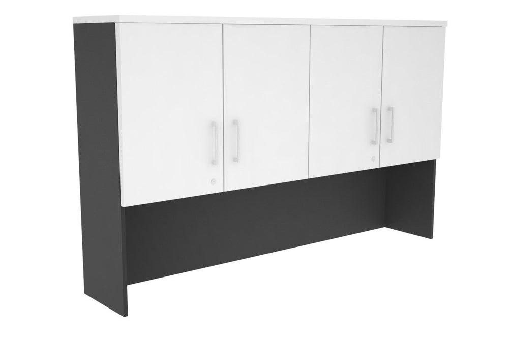 Open Hutch with Shelves with Small Doors [1600W x 1120H x 350D]-Black white white handle