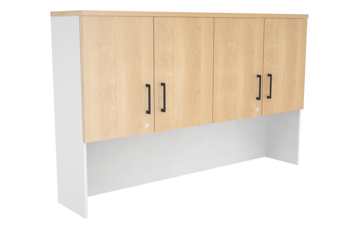 Open Hutch with Shelves with Small Doors [1600W x 1120H x 350D] Jasonl White maple black handle