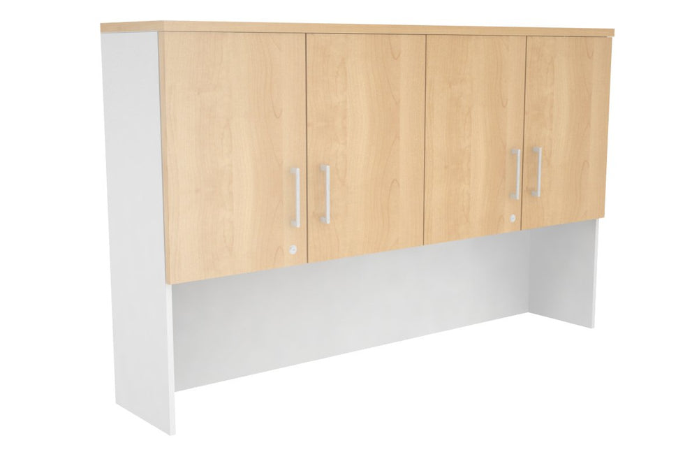 Open Hutch with Shelves with Small Doors [1600W x 1120H x 350D]-White maple white handle