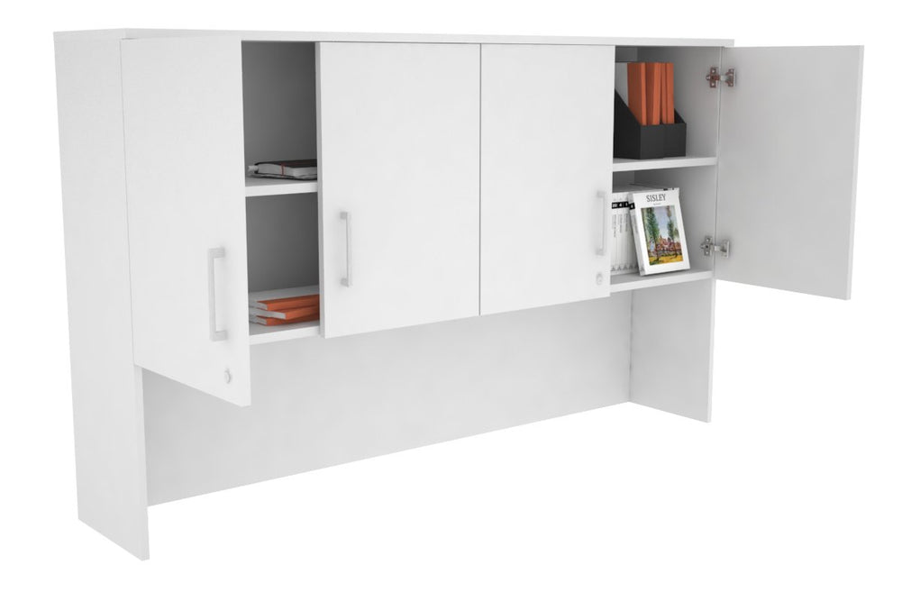 Open Hutch with Shelves with Small Doors [1600W x 1120H x 350D]-Black dark oak black handle