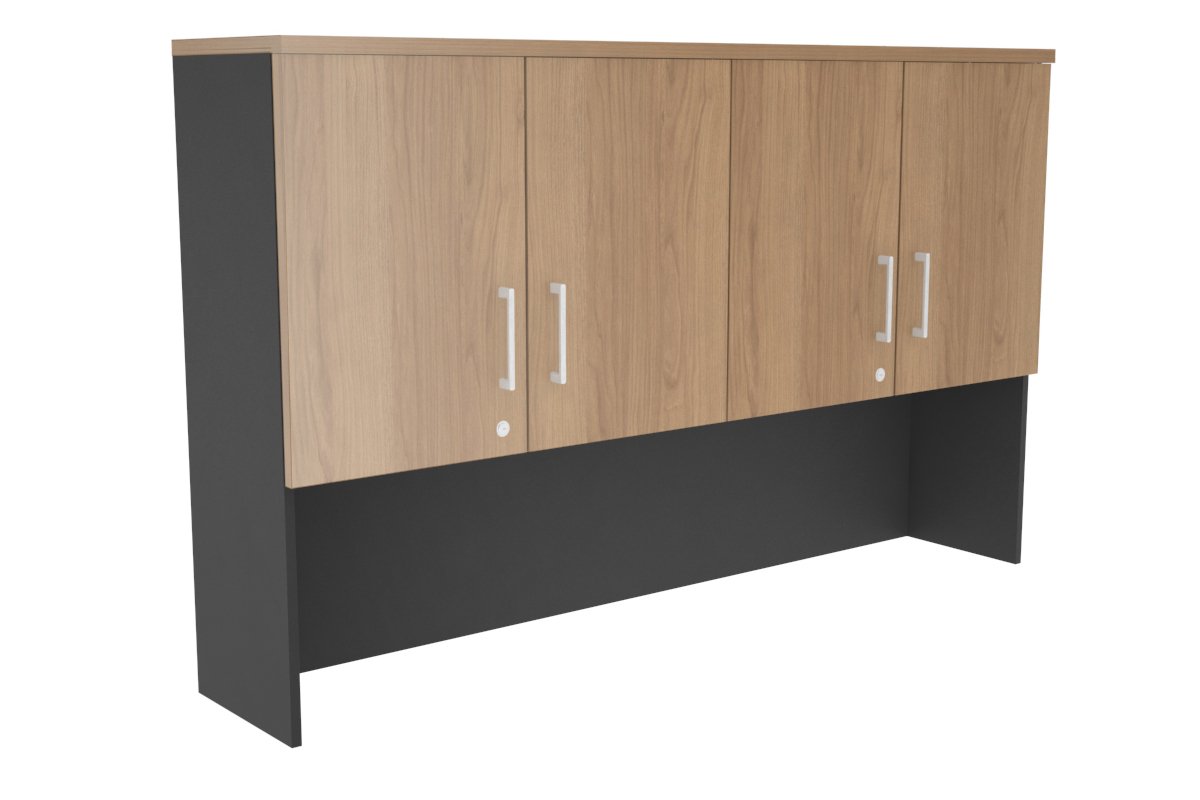 Open Hutch with Shelves with Small Doors [1600W x 1120H x 350D]-Black salvage oak white handle