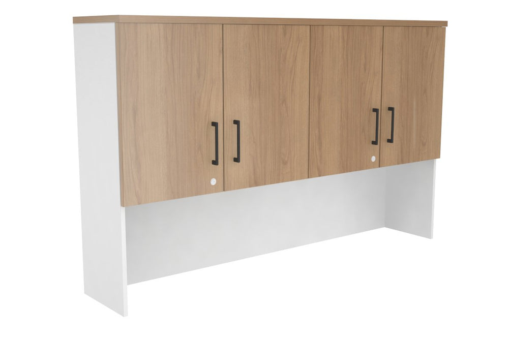 Open Hutch with Shelves with Small Doors [1600W x 1120H x 350D]-White salvage oak black handle