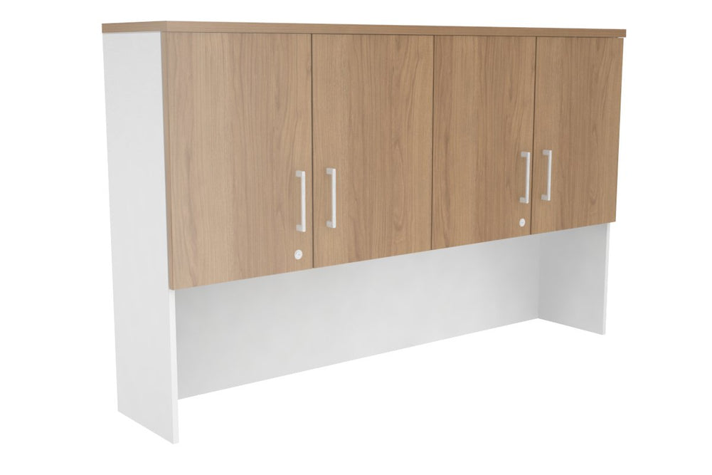 Open Hutch with Shelves with Small Doors [1600W x 1120H x 350D]-White salvage oak white handle