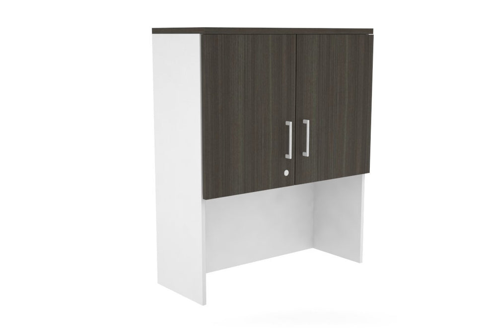 Open Hutch with Shelves with Small Doors [800W x 1120H x 350D]-White dark oak white handle