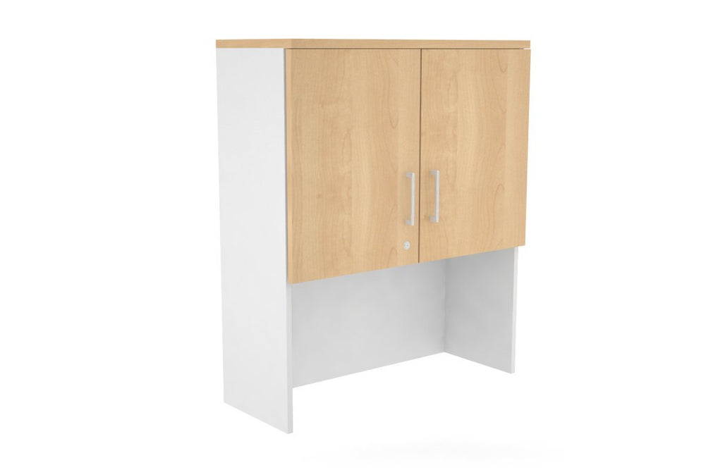 Open Hutch with Shelves with Small Doors [800W x 1120H x 350D]-White maple white handle