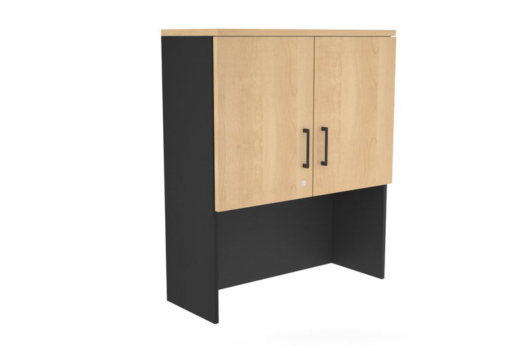 Open Hutch with Shelves with Small Doors [800W x 1120H x 350D] Jasonl Black maple black handle