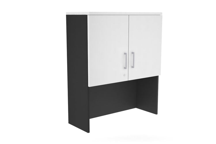 Open Hutch with Shelves with Small Doors [800W x 1120H x 350D] Jasonl Black white silver handle