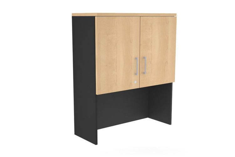 Open Hutch with Shelves with Small Doors [800W x 1120H x 350D] Jasonl Black maple silver handle