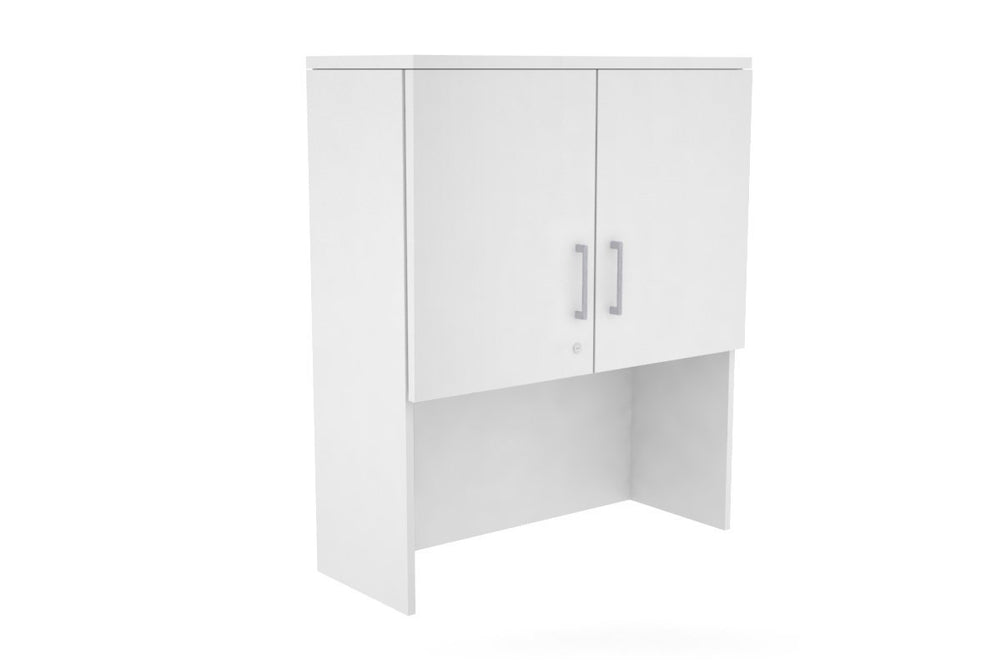 Open Hutch with Shelves with Small Doors [800W x 1120H x 350D]-White white silver handle