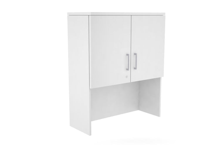 Open Hutch with Shelves with Small Doors [800W x 1120H x 350D] Jasonl White white silver handle