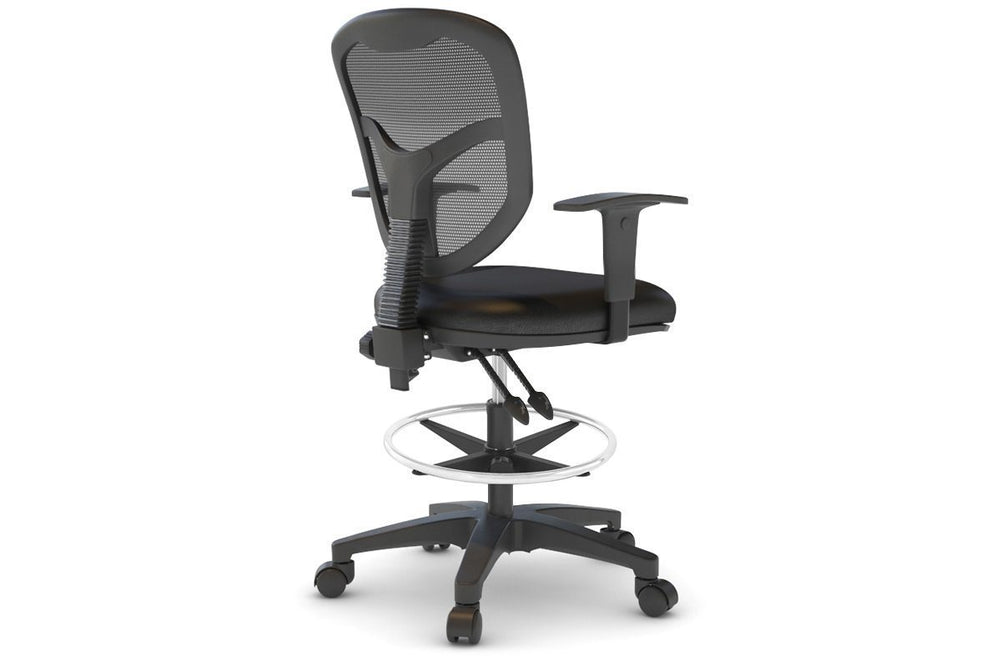 Plover Ergonomic Drafting Chair - Synthetic Leather Seat-black height adjustable  