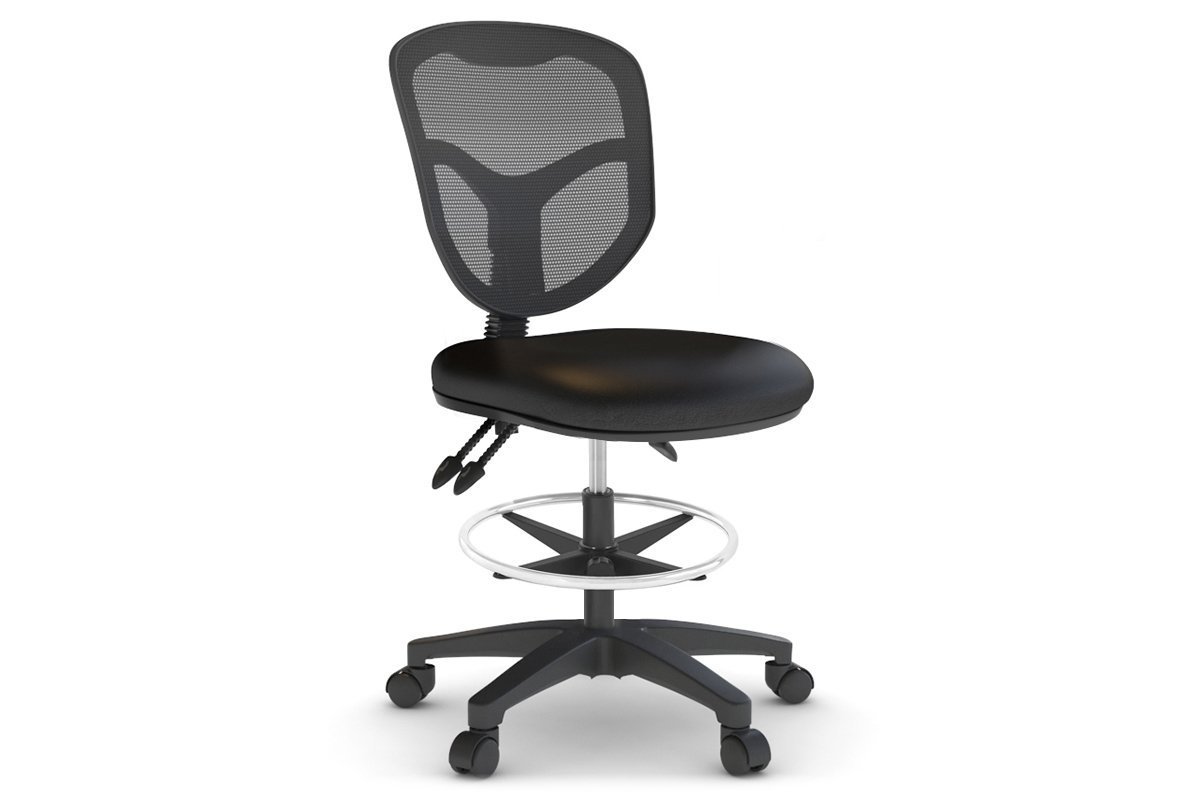 Plover Ergonomic Drafting Chair - Synthetic Leather Seat Jasonl black no arms 