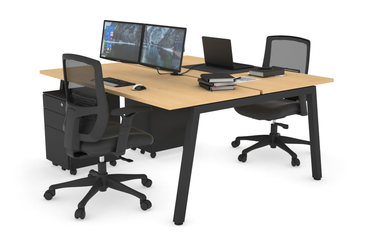 Quadro 2 Person Office Workstations [1200L x 700W] Jasonl black leg maple none