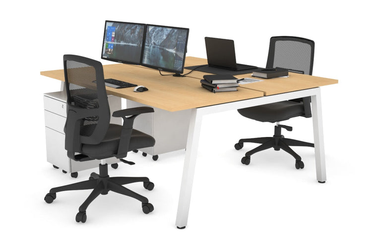 Quadro 2 Person Office Workstations [1200L x 700W] Jasonl white leg maple none