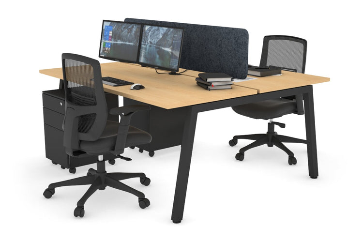 Quadro 2 Person Office Workstations [1400L x 700W] Jasonl black leg maple dark grey echo panel (400H x 1200W)