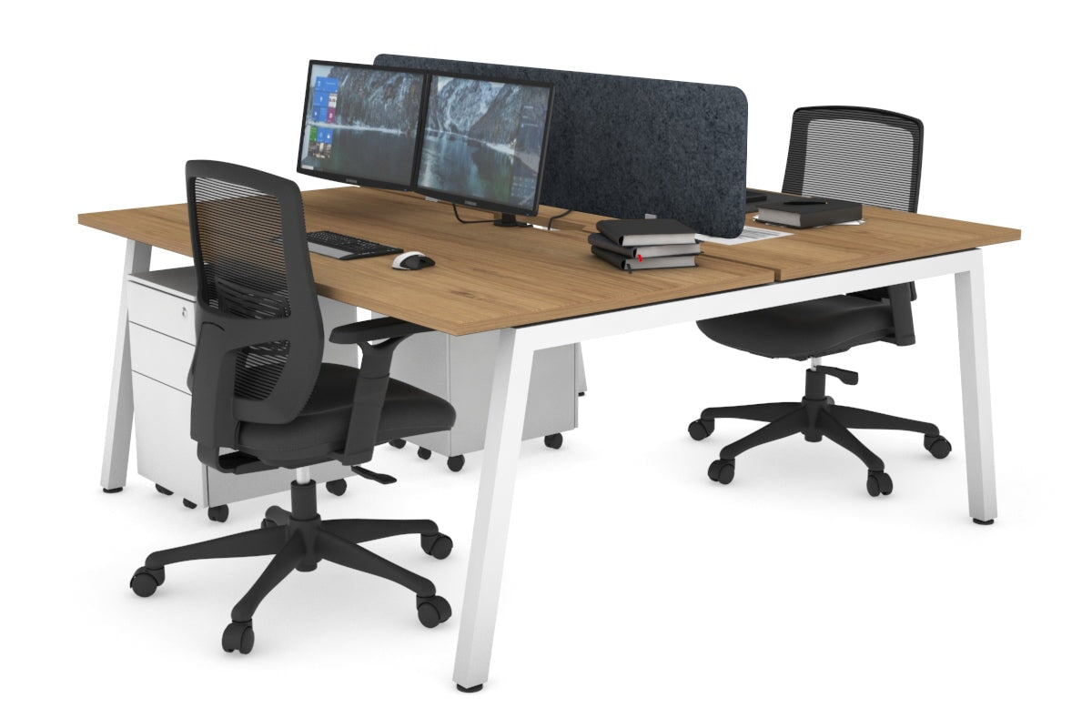 Quadro 2 Person Office Workstations [1400L x 800W with Cable Scallop] Jasonl white leg salvage oak dark grey echo panel (400H x 1200W)