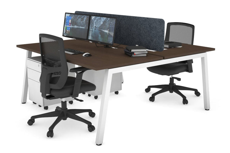 Quadro 2 Person Office Workstations [1600L x 800W with Cable Scallop] Jasonl white leg wenge dark grey echo panel (400H x 1600W)