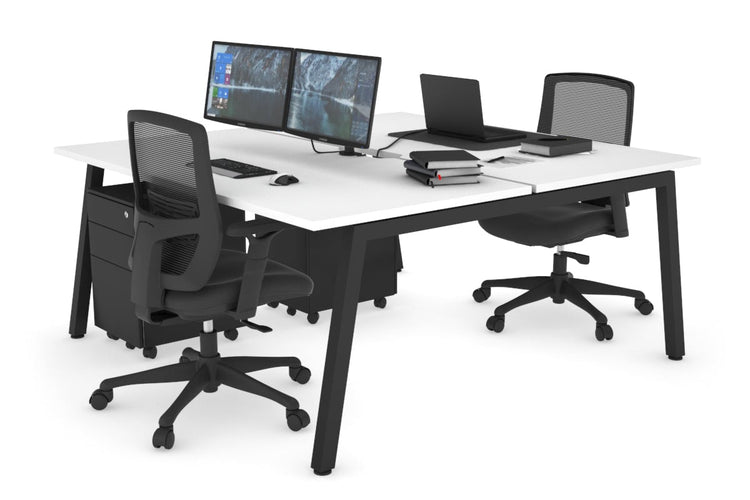 Quadro 2 Person Office Workstations [1800L x 800W with Cable Scallop] Jasonl black leg white none