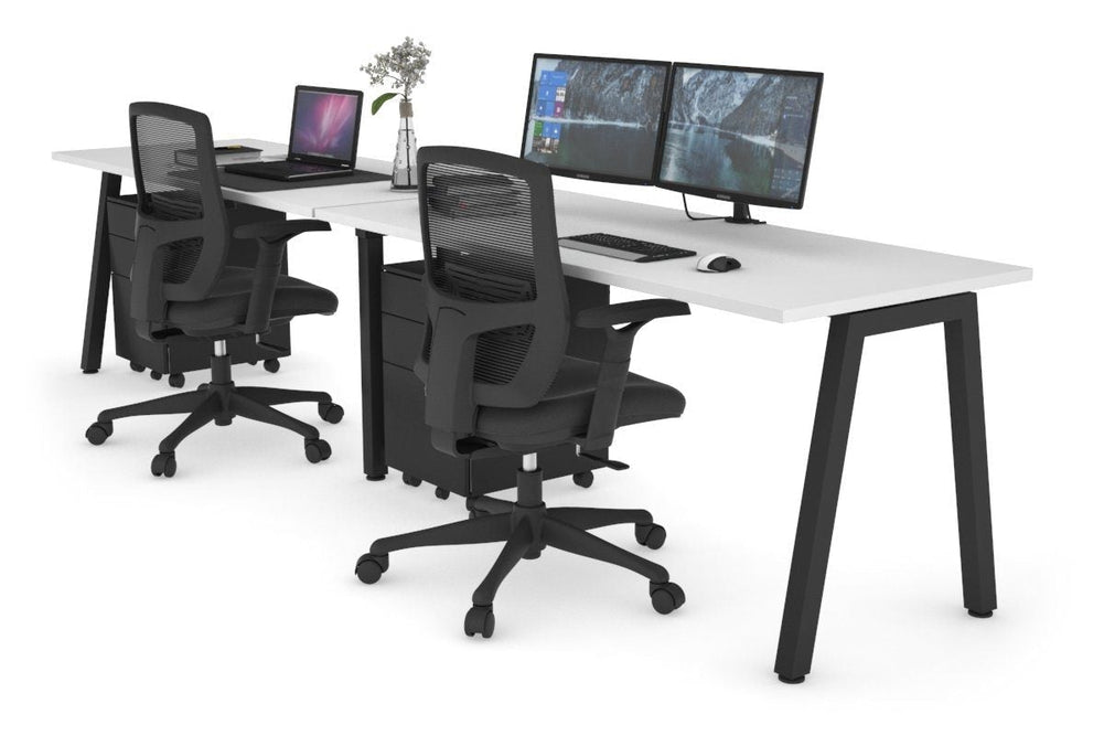 Quadro 2 Person Run Office Workstation [1200L x 700W]-black leg white 