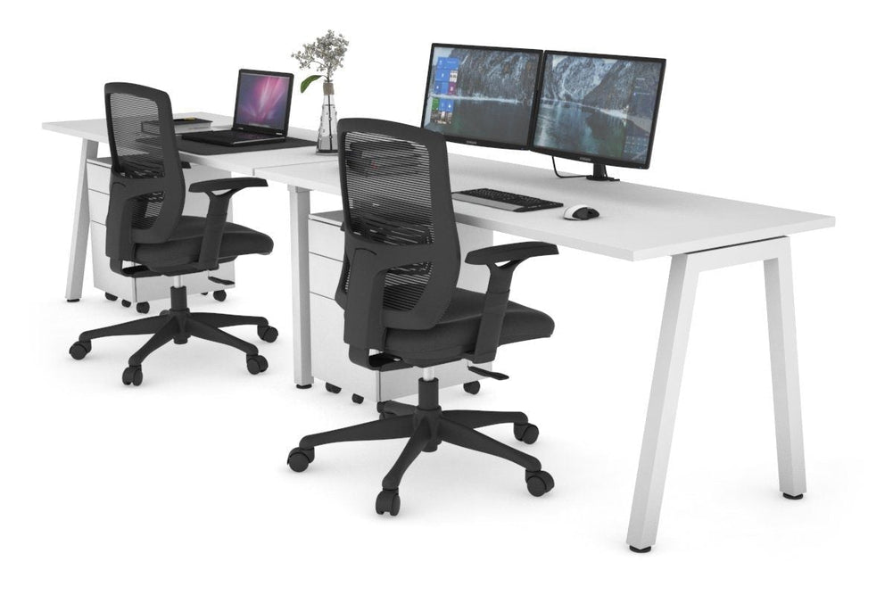 Quadro 2 Person Run Office Workstation [1800L x 700W]-white leg white 