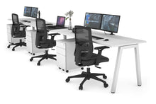  - Quadro 3 Person Run Office Workstations [1200L x 700W] - 1