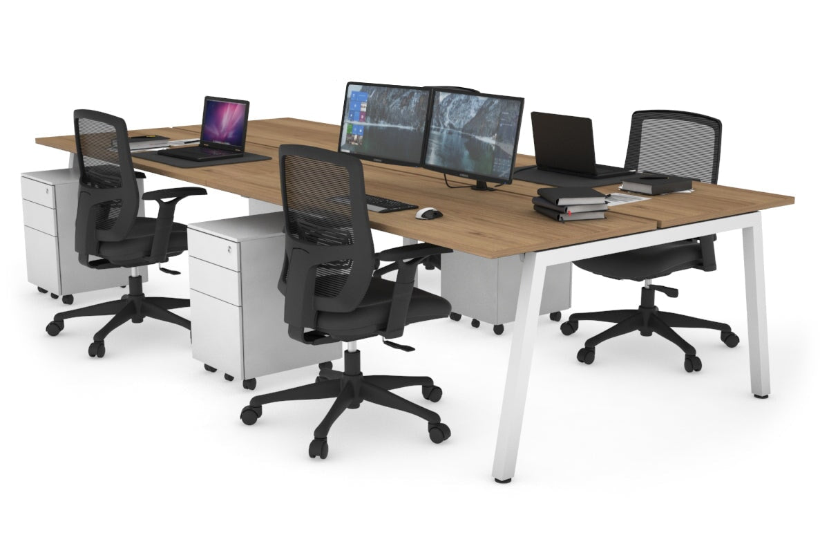 Quadro 4 Person Office Workstations [1200L x 700W] Jasonl white leg salvage oak none