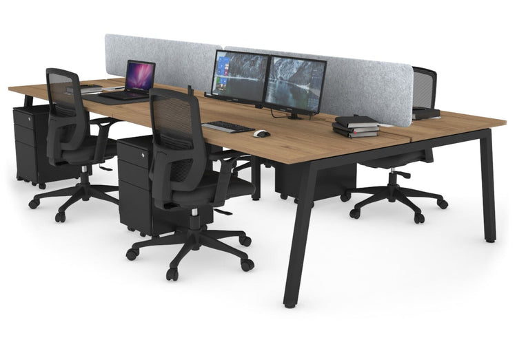Quadro 4 Person Office Workstations [1200L x 800W with Cable Scallop] Jasonl black leg salvage oak light grey echo panel (400H x 1200W)