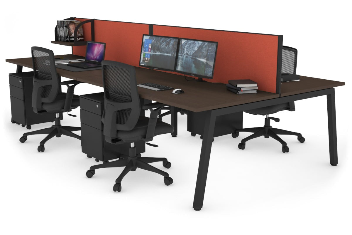 Quadro 4 Person Office Workstations [1600L x 800W with Cable Scallop] Jasonl black leg wenge orange squash (500H x 1600W)