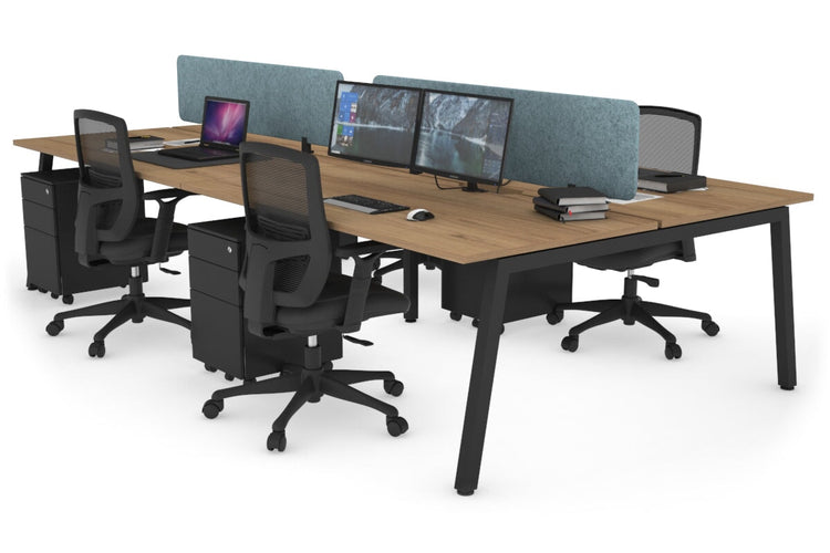 Quadro 4 Person Office Workstations [1800L x 700W] Jasonl black leg salvage oak blue echo panel (400H x 1600W)