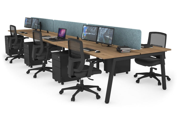 Quadro 6 Person Office Workstations [1200L x 700W] Jasonl black leg salvage oak blue echo panel (400H x 1200W)