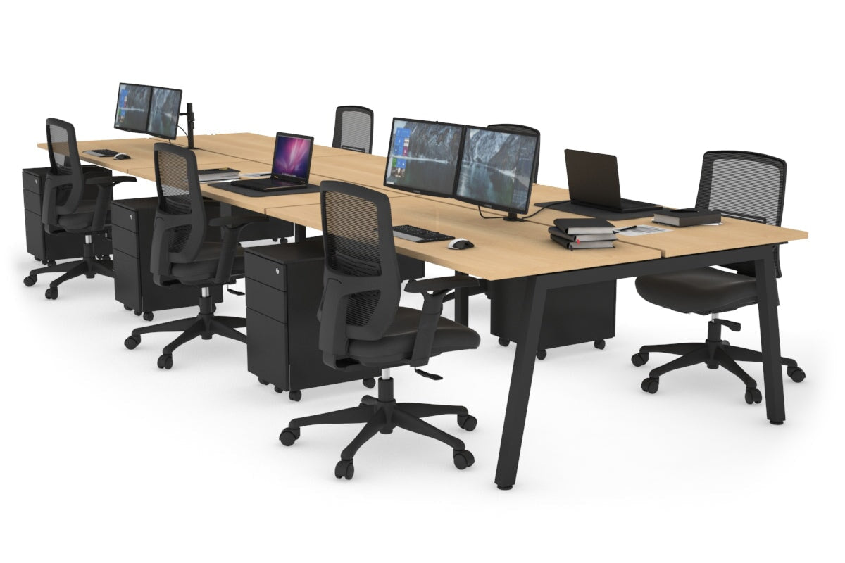 Quadro 6 Person Office Workstations [1200L x 700W] Jasonl black leg maple none
